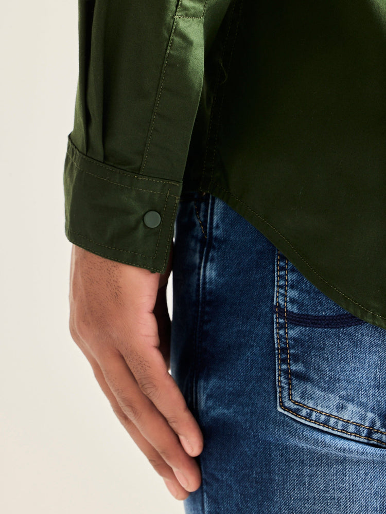 Green Stretch Cargo Shirt