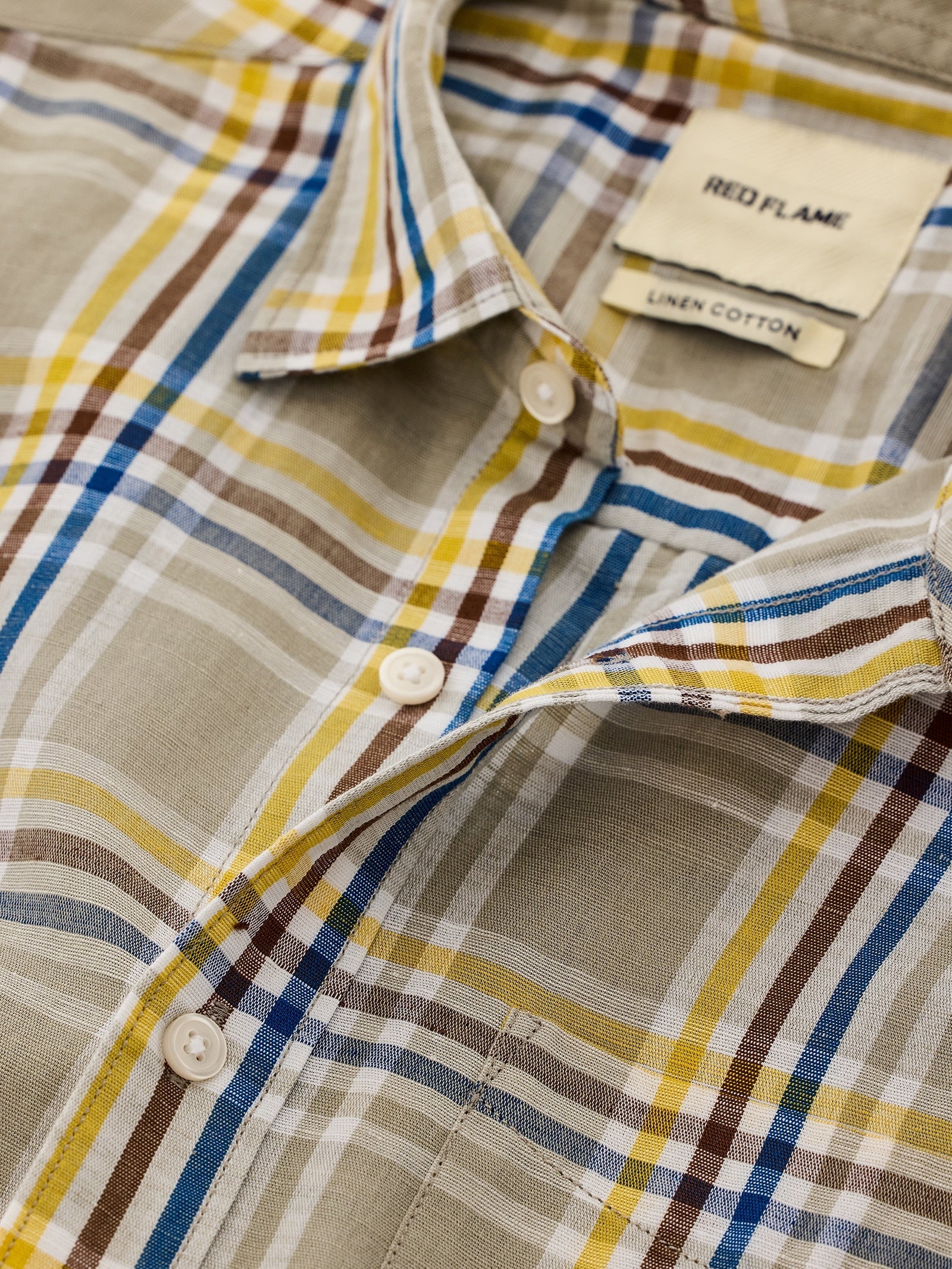 Grey Checked Linen Shirt
