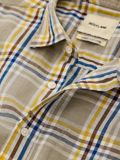 Grey Checked Linen Shirt
