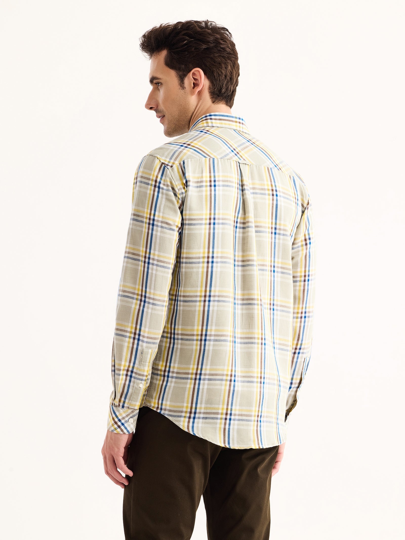 Grey Checked Linen Shirt