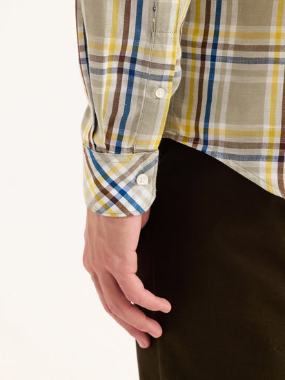 Grey Checked Linen Shirt