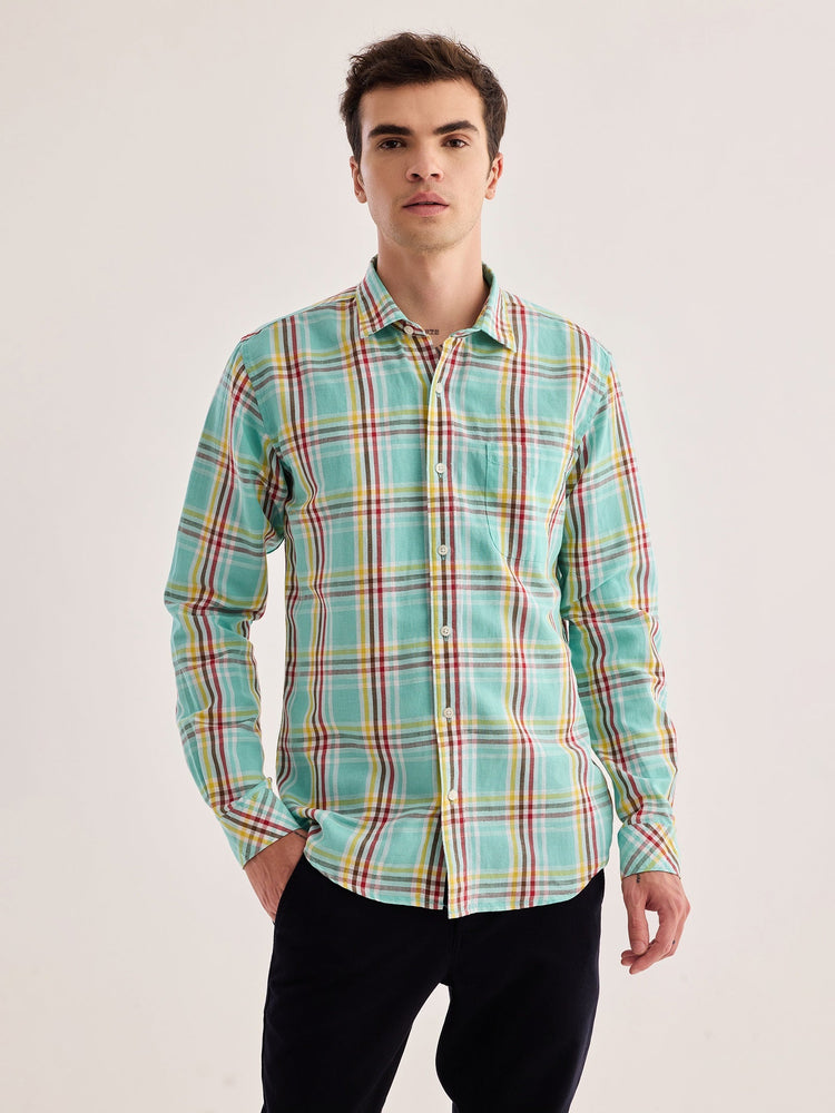 Green Checked Linen Shirt