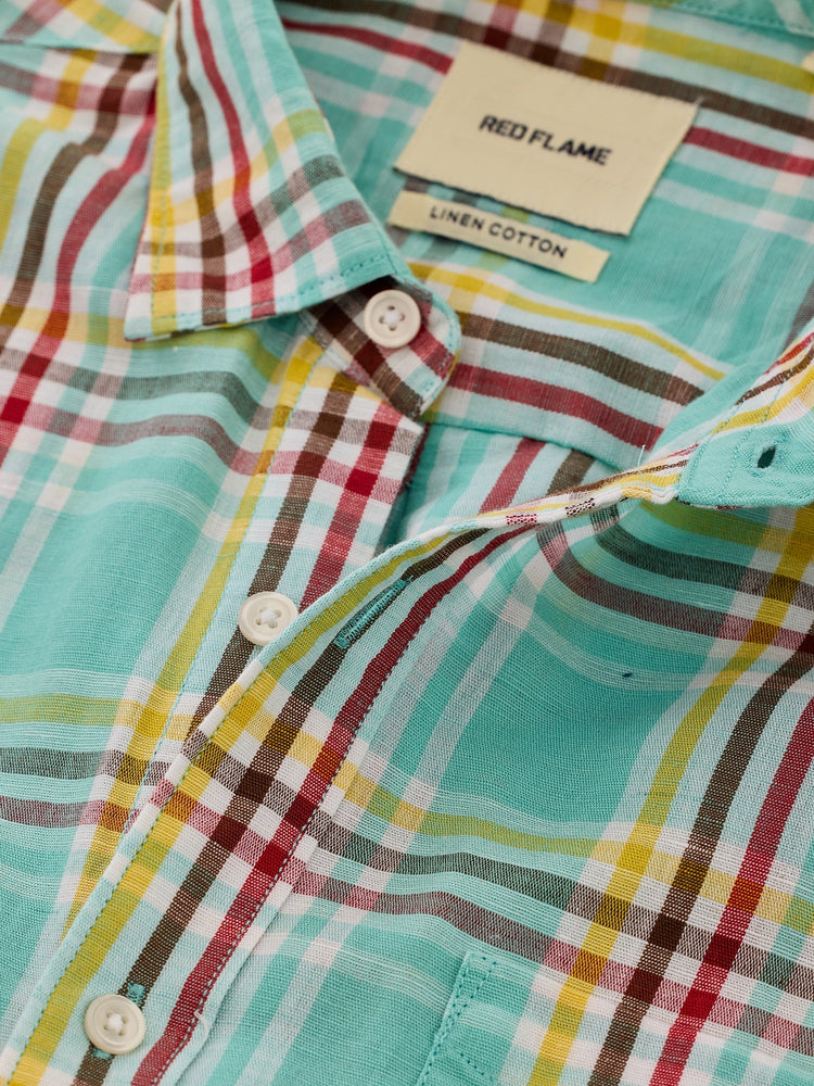 Green Checked Linen Shirt