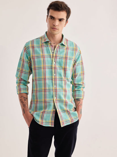 Green Checked Linen Shirt