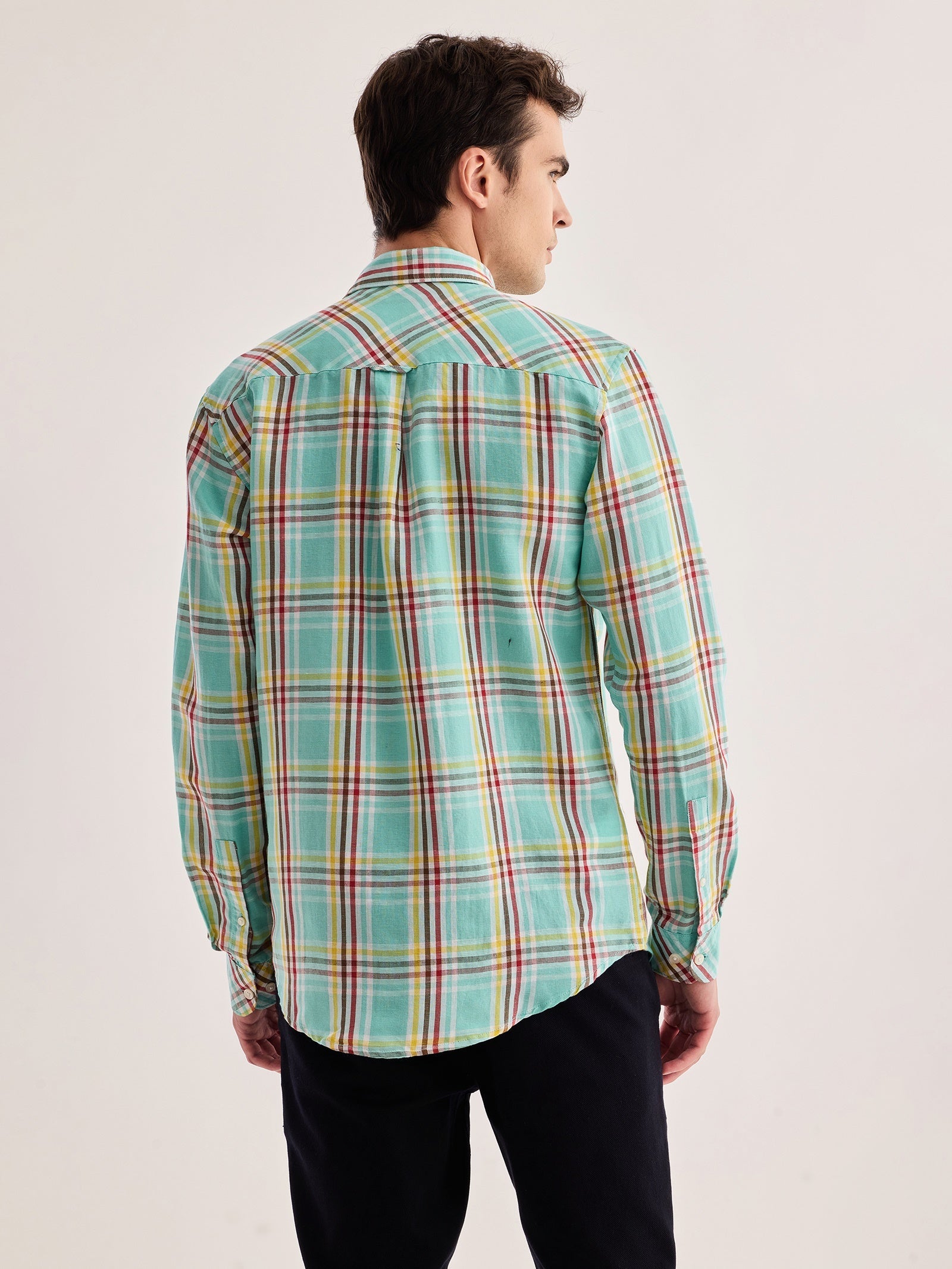Green Checked Linen Shirt
