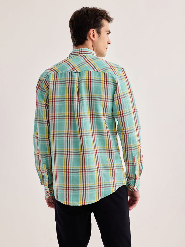 Green Checked Linen Shirt