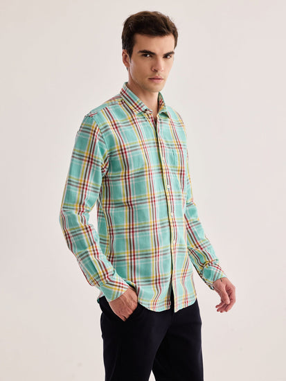 Green Checked Linen Shirt