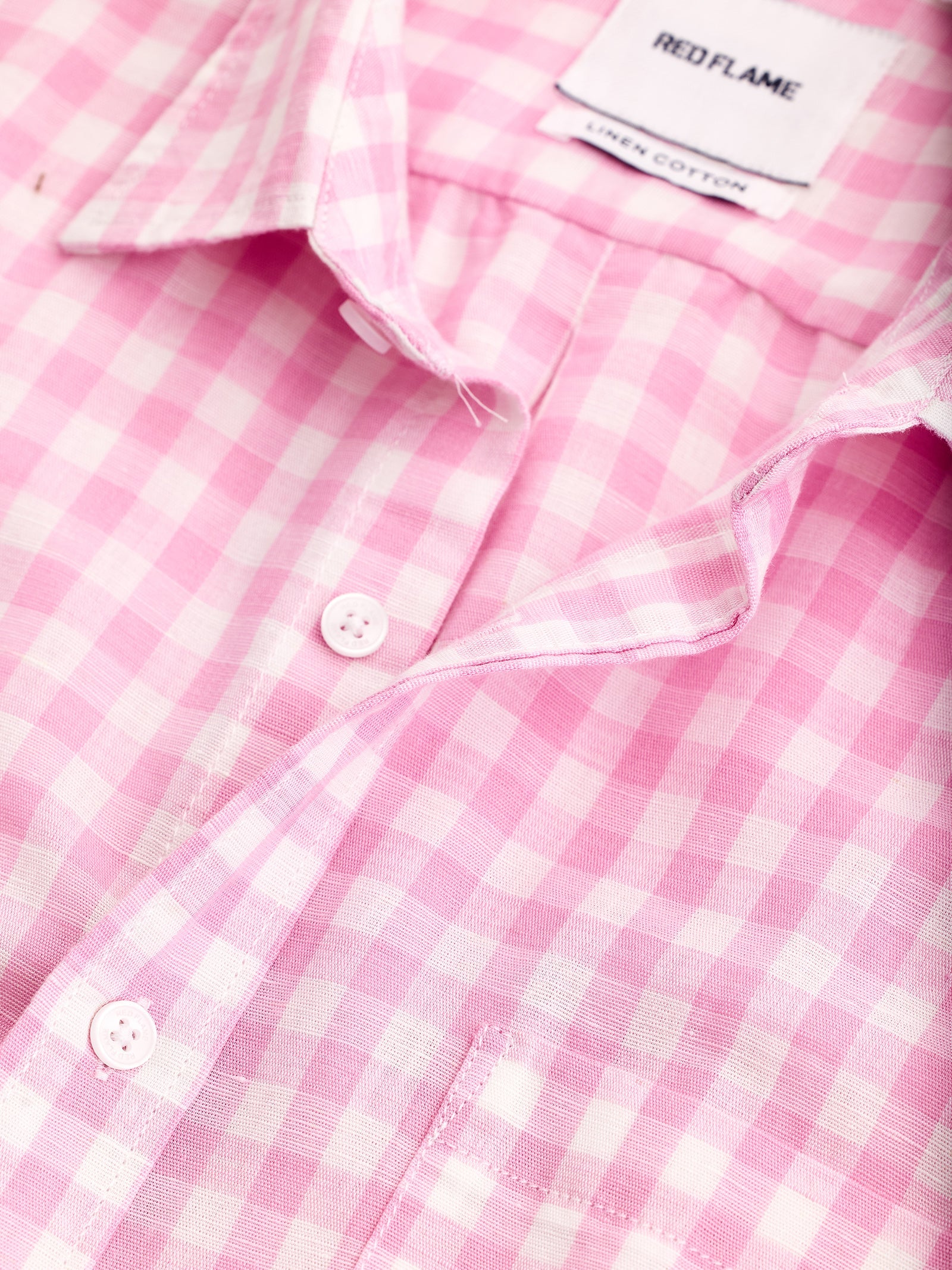 Pink Checked Linen Shirt