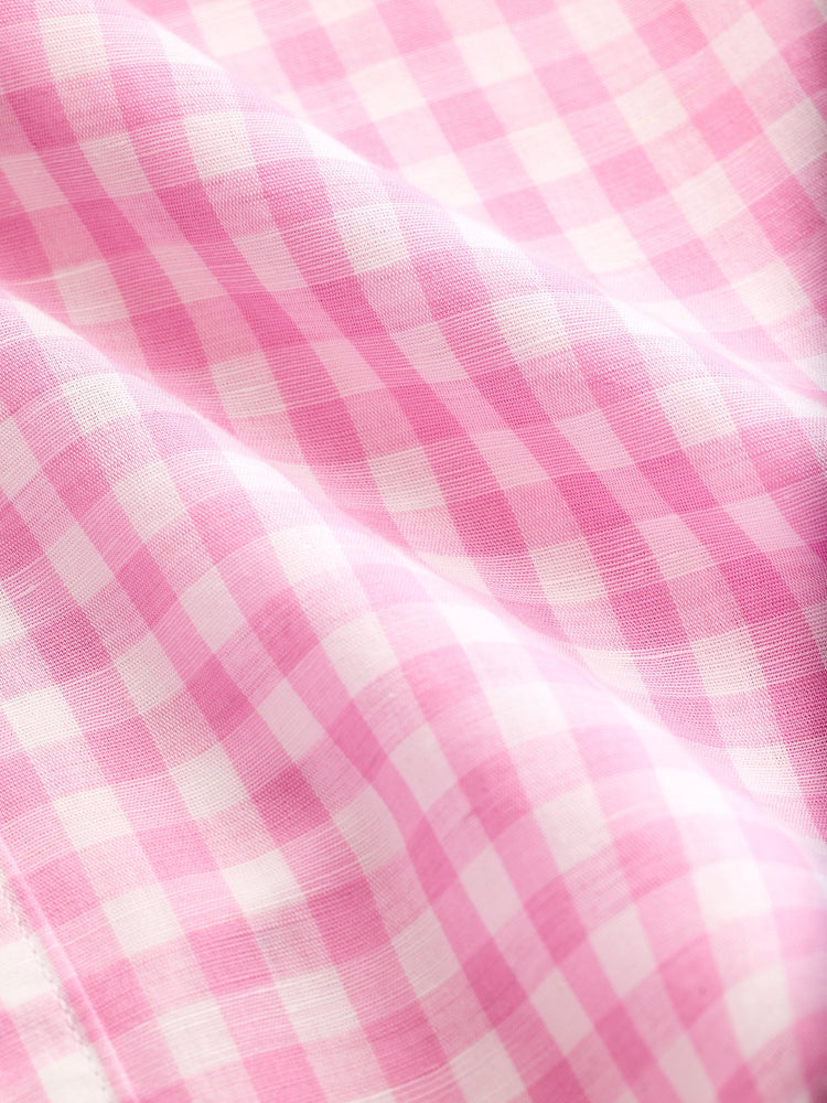 Pink Checked Linen Shirt