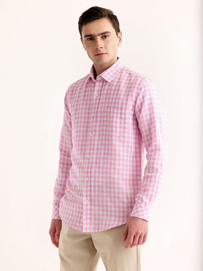 Pink Checked Linen Shirt