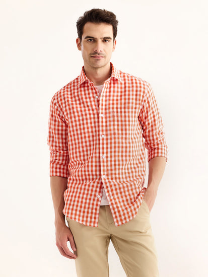 Red Checked Linen Shirt