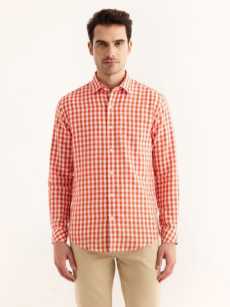 Red Checked Linen Shirt