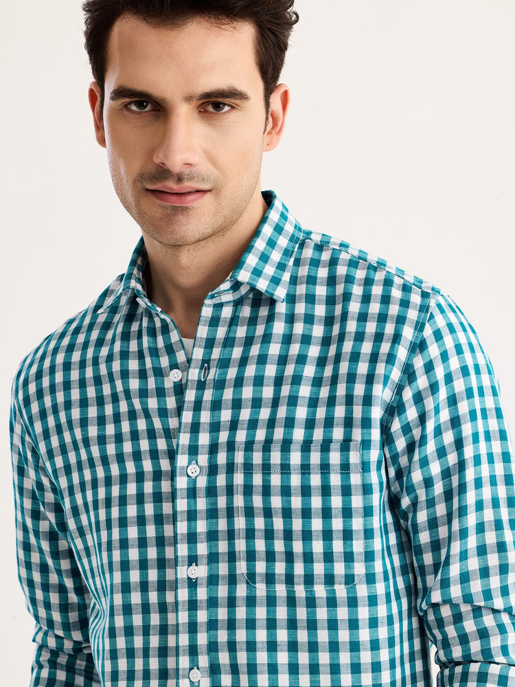 Green Checked Linen Shirt