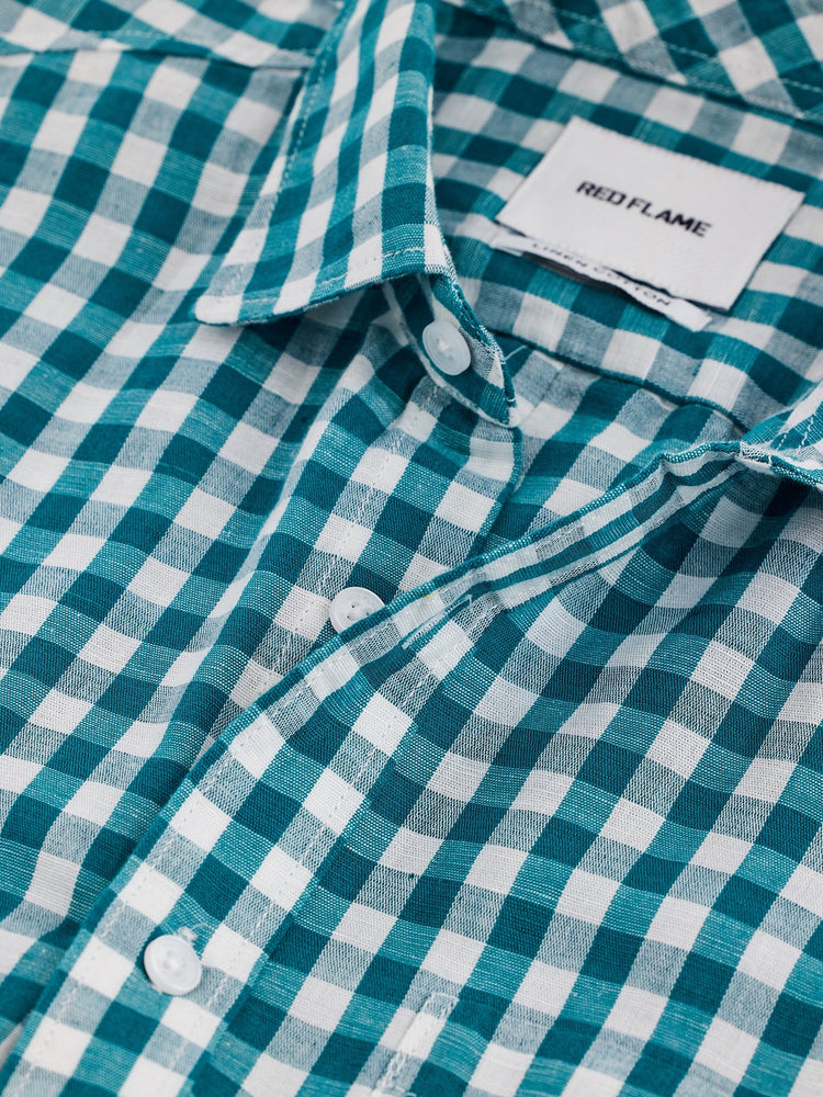 Green Checked Linen Shirt