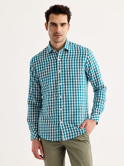 Green Checked Linen Shirt