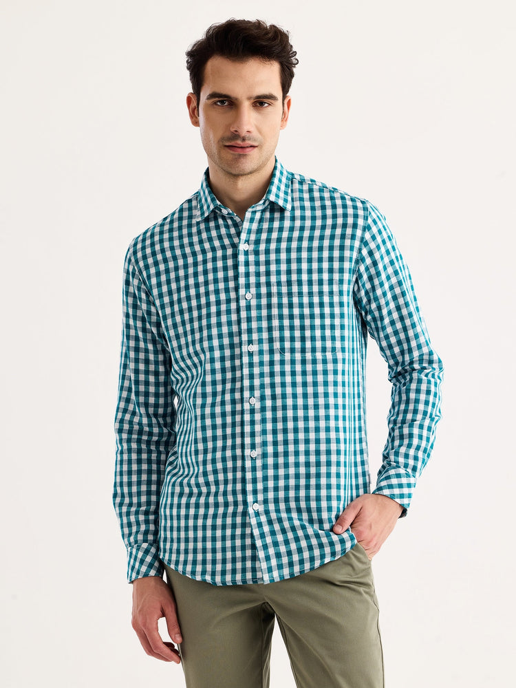 Green Checked Linen Shirt