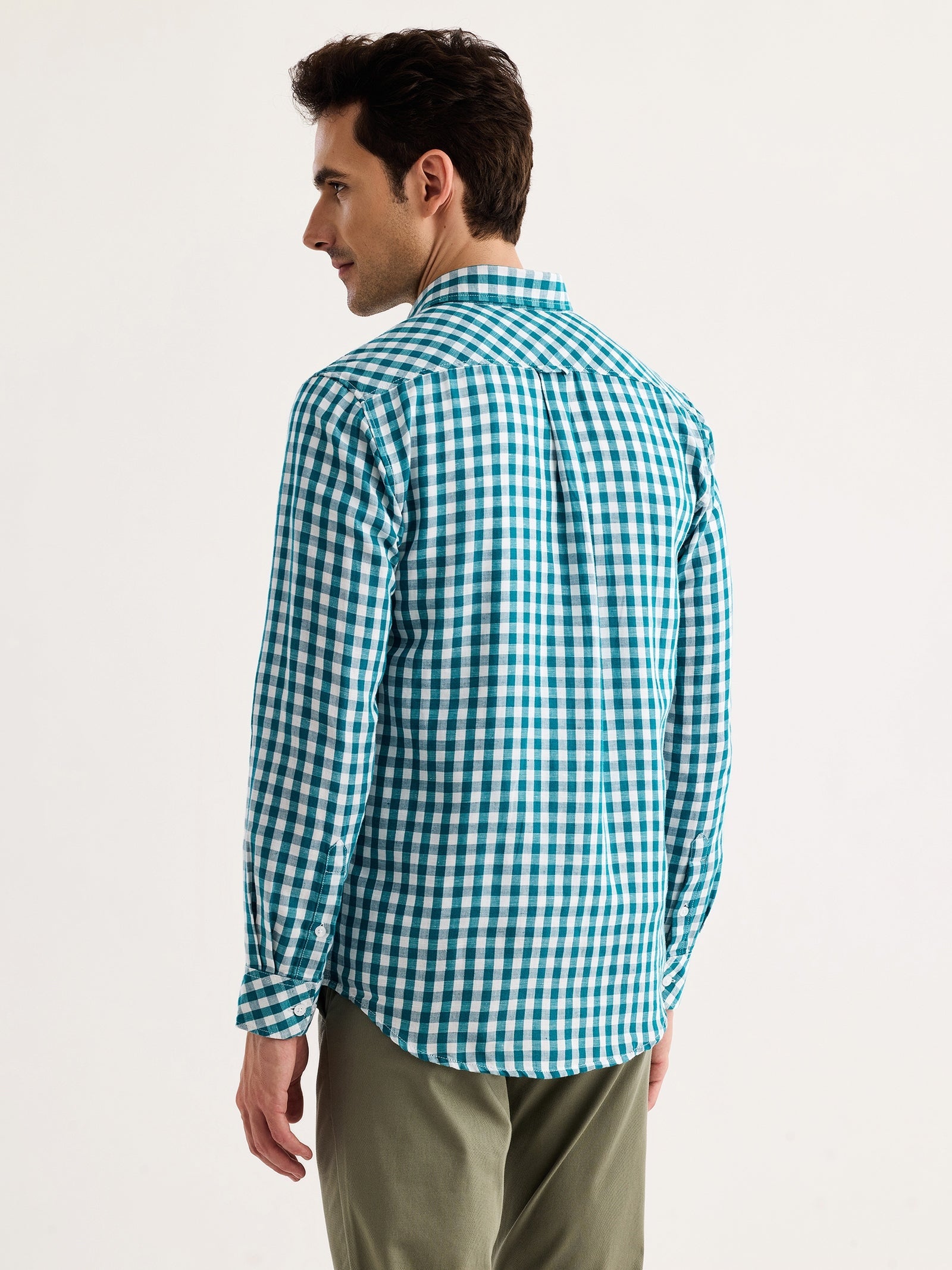 Green Checked Linen Shirt