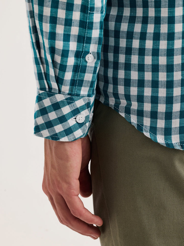 Green Checked Linen Shirt