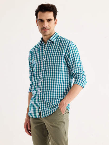 Green Checked Linen Shirt