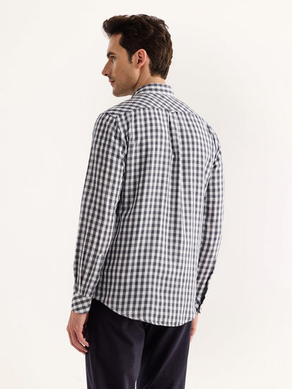 Grey Checked Linen Shirt