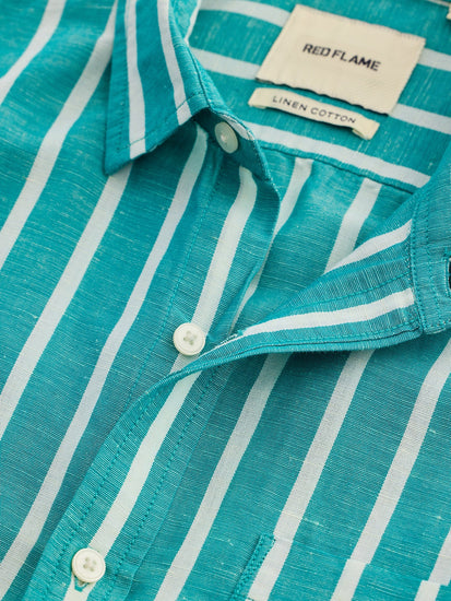 Green Striped Linen Shirt