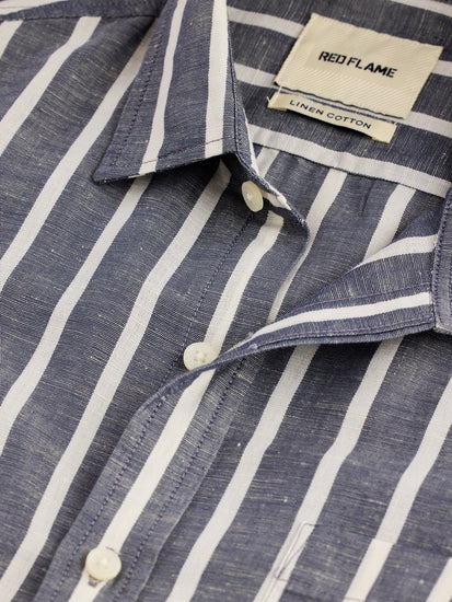 Grey Striped Linen Shirt