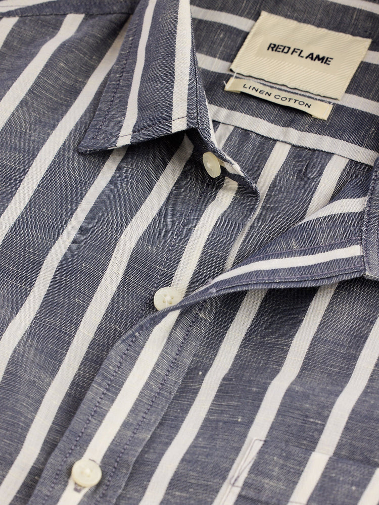 Grey Striped Linen Shirt