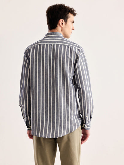 Grey Striped Linen Shirt