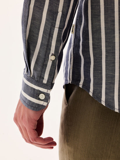 Grey Striped Linen Shirt