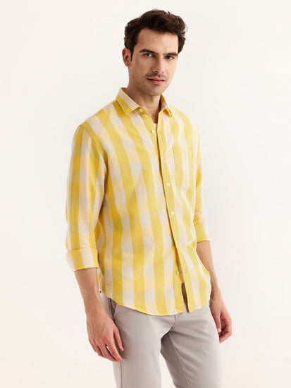 Yellow Checked Linen Shirt