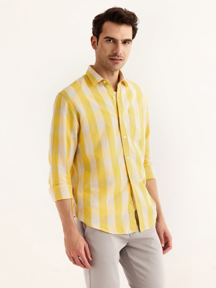 Yellow Checked Linen Shirt