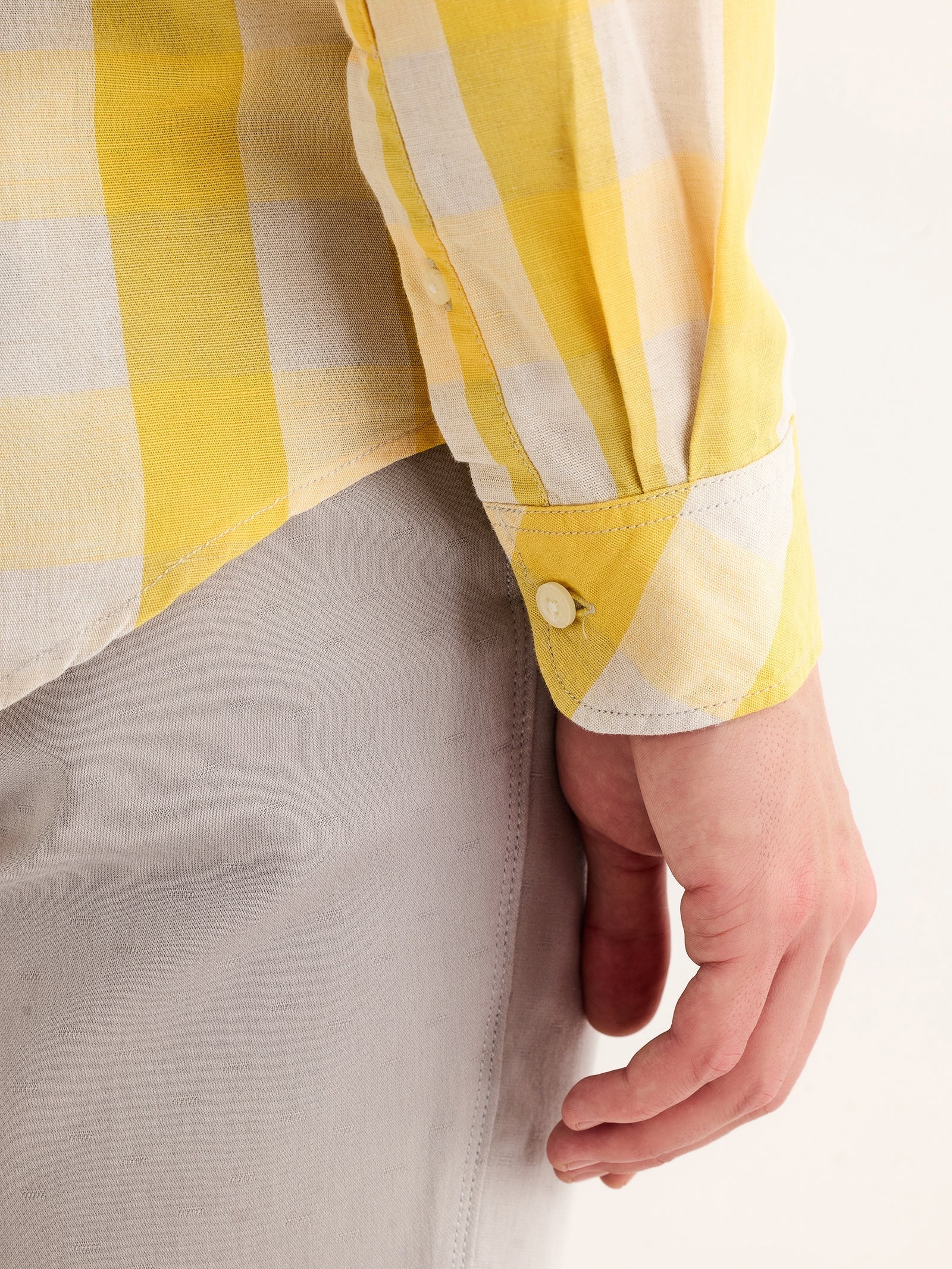 Yellow Checked Linen Shirt