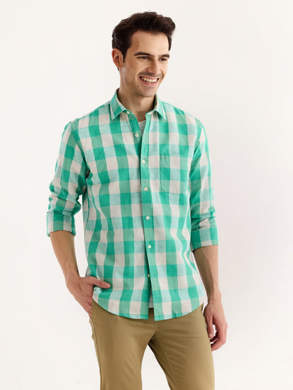 Green Checked Linen Shirt