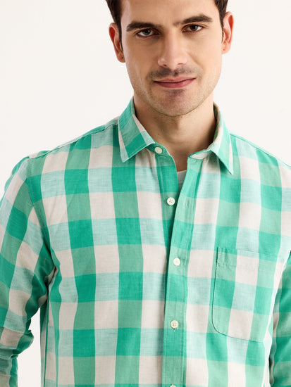Green Checked Linen Shirt