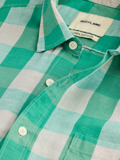 Green Checked Linen Shirt
