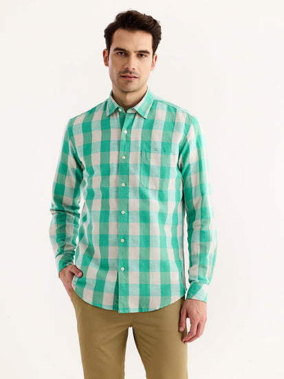 Green Checked Linen Shirt