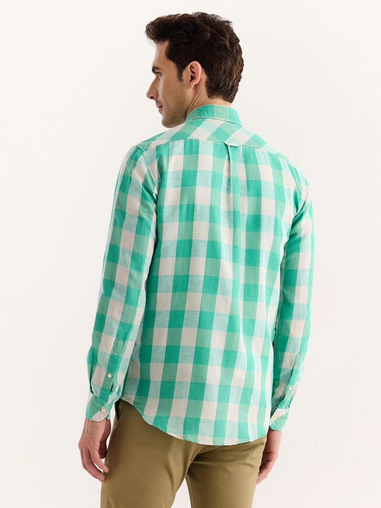 Green Checked Linen Shirt