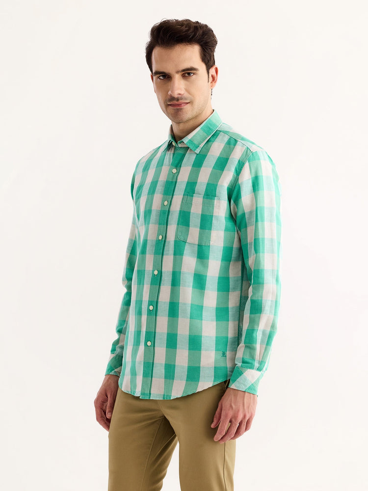 Green Checked Linen Shirt