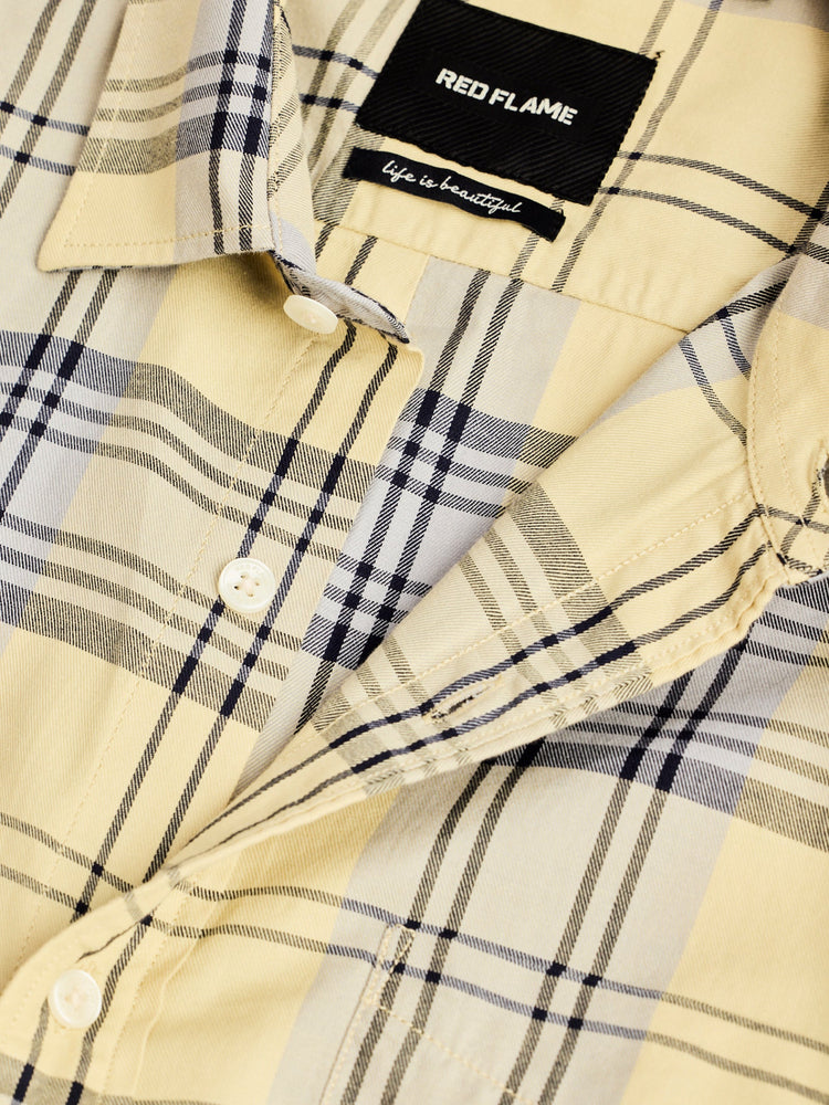 Cream Pure Cotton Checked Shirt