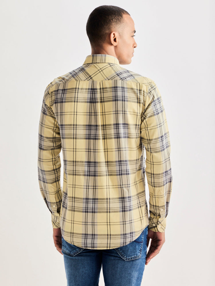 Cream Pure Cotton Checked Shirt