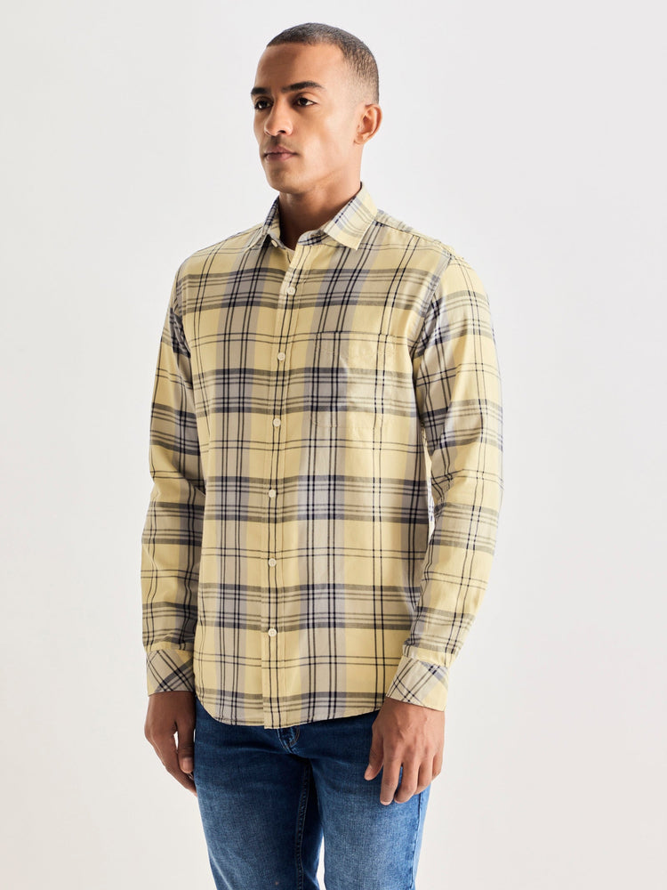 Cream Pure Cotton Checked Shirt