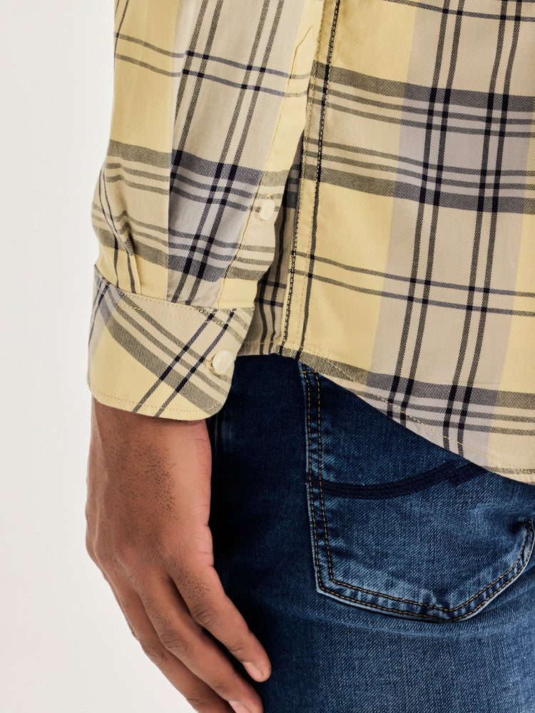 Cream Pure Cotton Checked Shirt