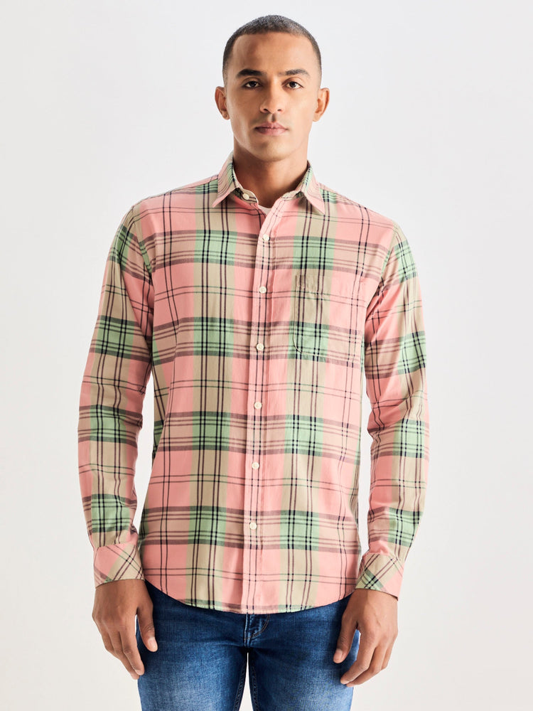 Pink Pure Cotton Checked Shirt