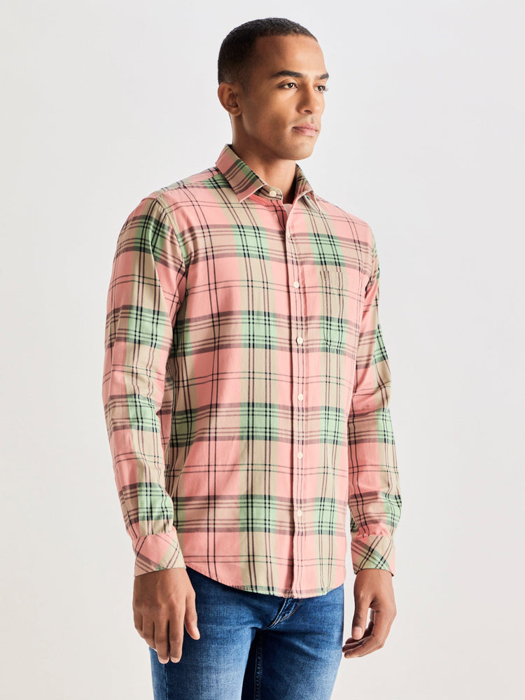 Pink Pure Cotton Checked Shirt