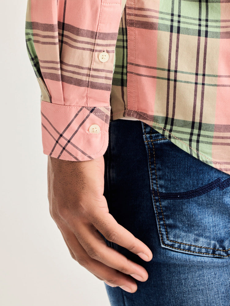 Pink Pure Cotton Checked Shirt