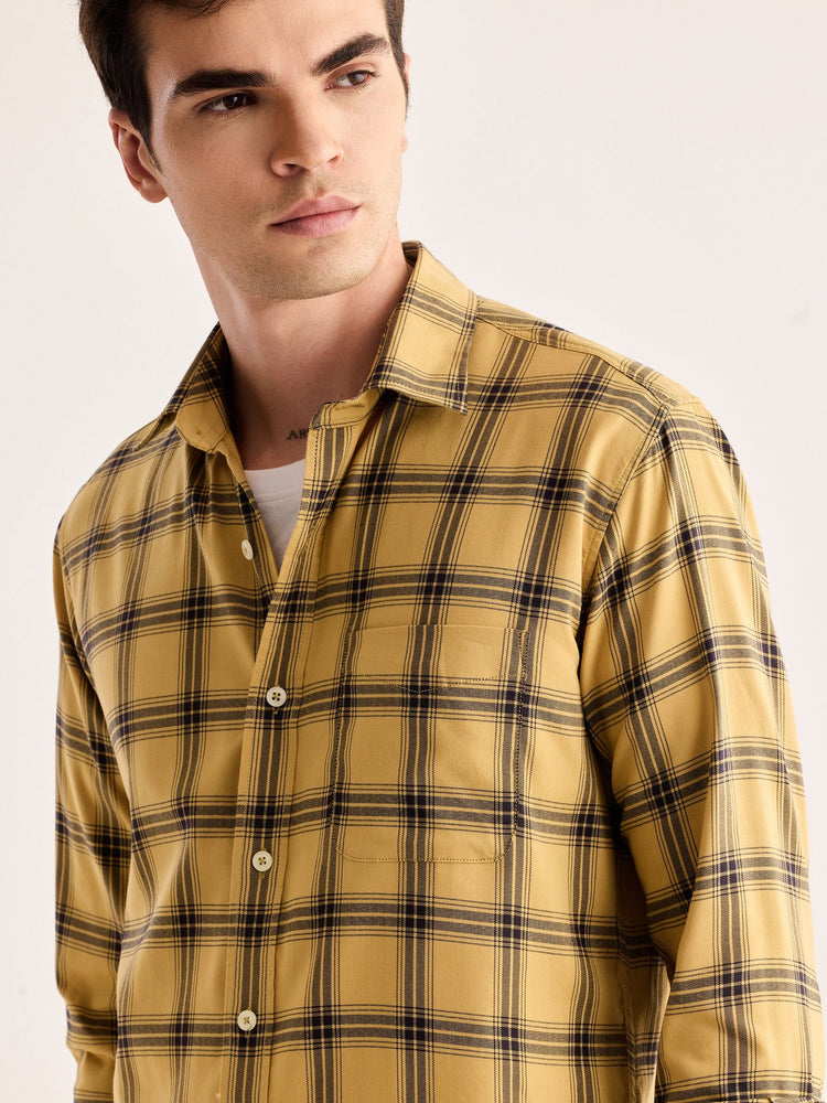 Yellow Checked Stretch Shirt