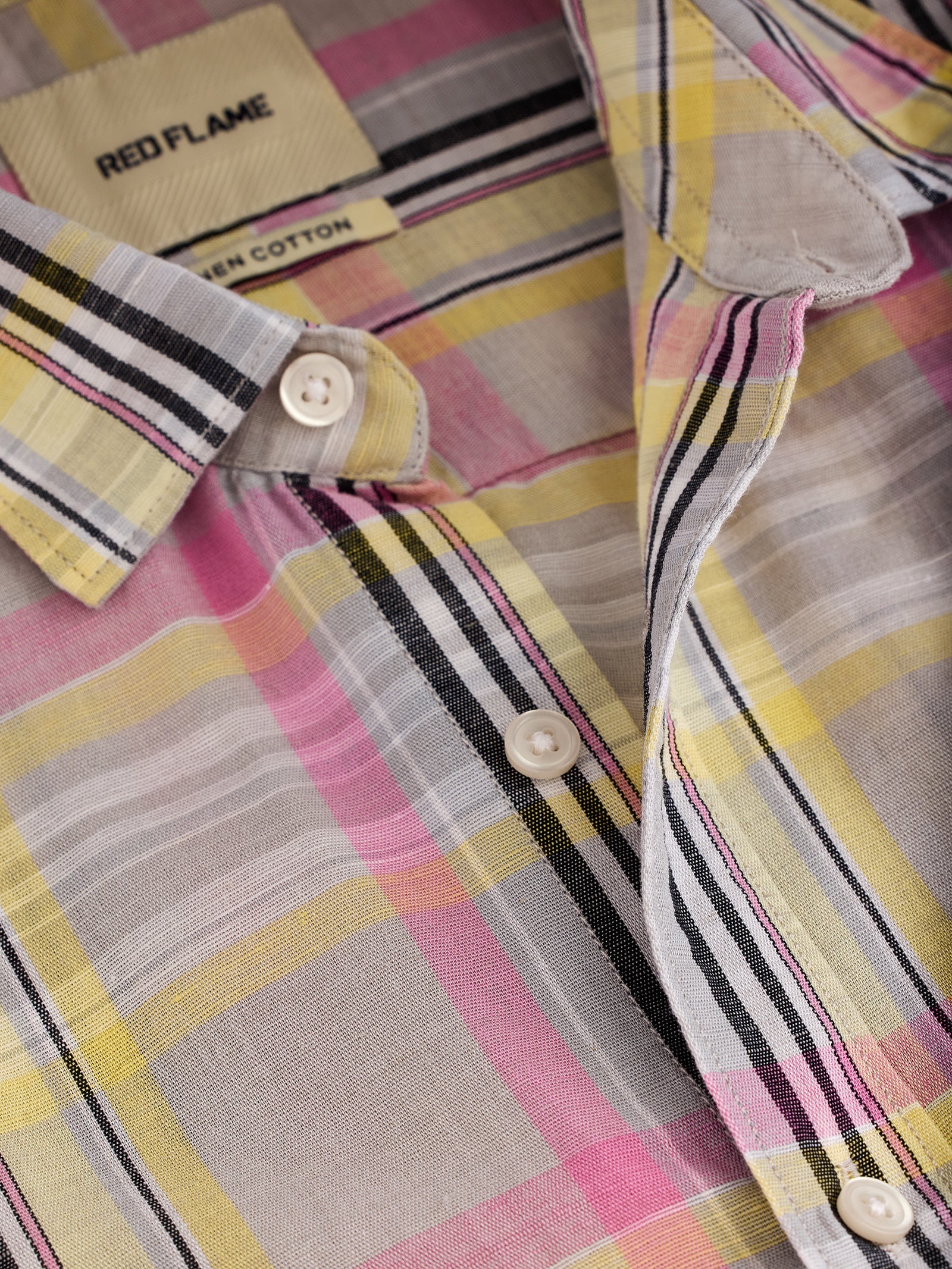 Grey Checked Linen Shirt