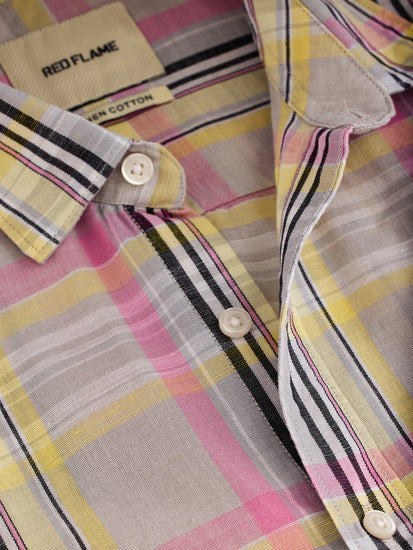 Grey Checked Linen Shirt