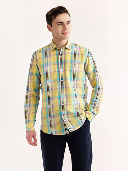 Yellow Checked Linen Shirt