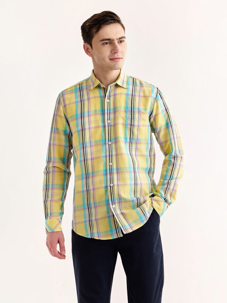 Yellow Checked Linen Shirt